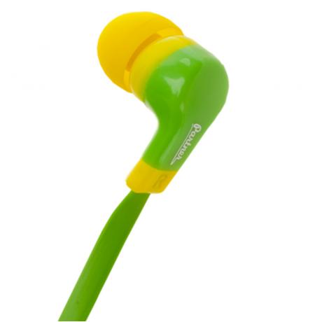 Наушники внутриканальные Partner Positive, пластик, зелено-желтые, зеленый кабель, 3.5мм - фото 2