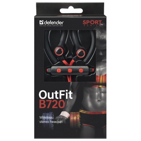 Наушники Defender OutFit B720 Black+Red, Bluetooth (63721) - фото 3