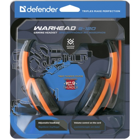 Наушники Defender Warhead G-120 Black/Orange 2м (64099) - фото 7