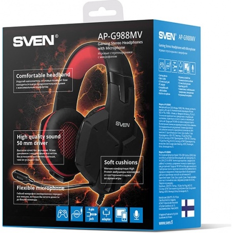 Наушники SVEN AP-G988MV (SV-014797) черный-красный - фото 10