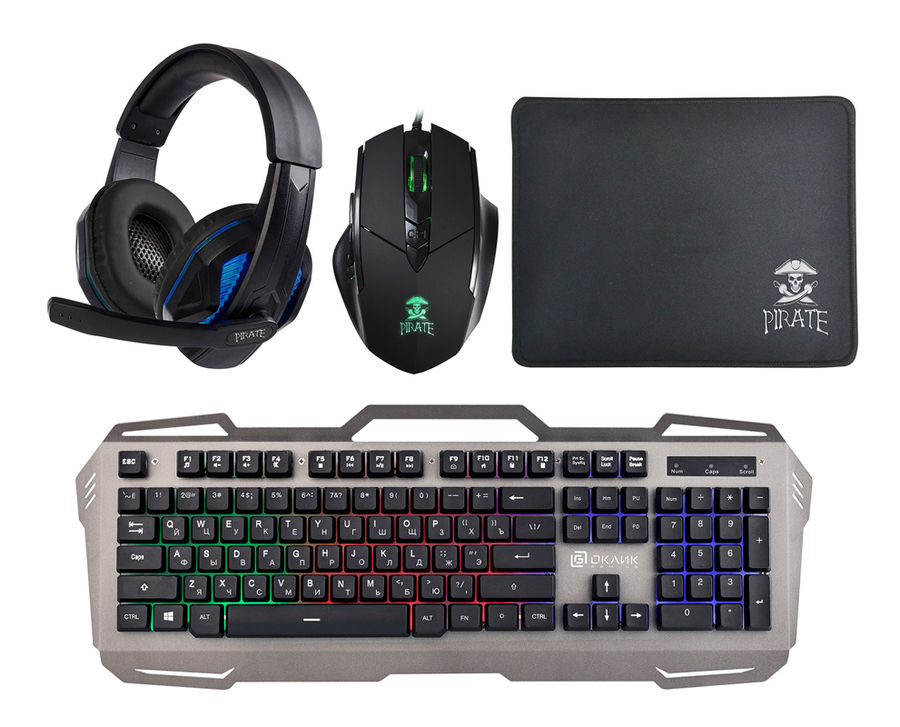 

Комлект Oklick HS-HKM300G черный