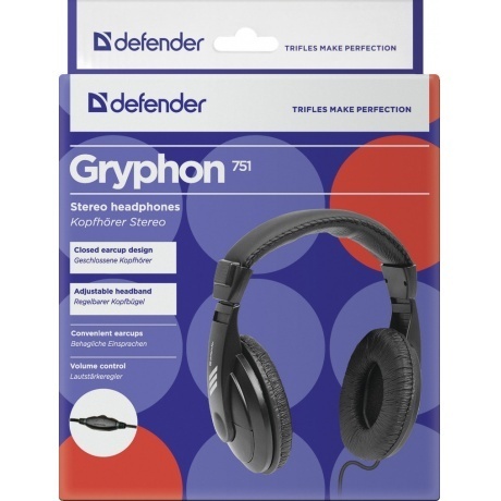 Нaушники Defender Gryphon-751 Black (63751) - фото 3