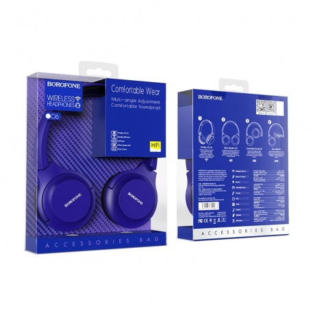Наушники Borofone BO6 Poise Rhyme Wireless Headphones - Blue - фото 3
