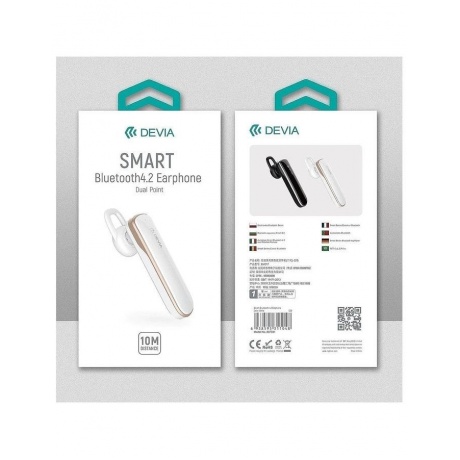 Гарнитура Devia Smart Bluetooth 4.2 Headset - White - фото 3