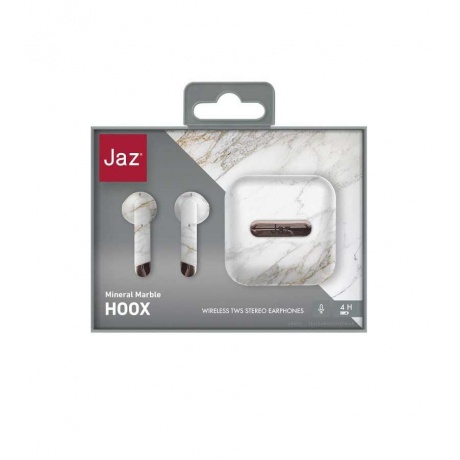 Наушники SBS Jaz Tws Hoox, Bluetooth 5.0, с зарядным кейсом 400мАч, белый мрамор (TEJZEARHOOXBTMAR) - фото 6