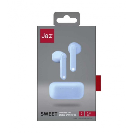 Наушники SBS Jaz Sweet Twin, Bluetooth 5.0, с зарядным кейсом 300мАч, голубой (TEJZEARTWSHIHATBTA) - фото 5