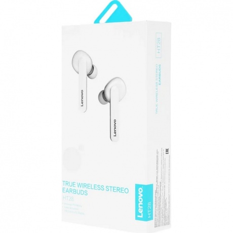 Наушники Lenovo HT28 с микрофоном (TWS), белые - фото 12