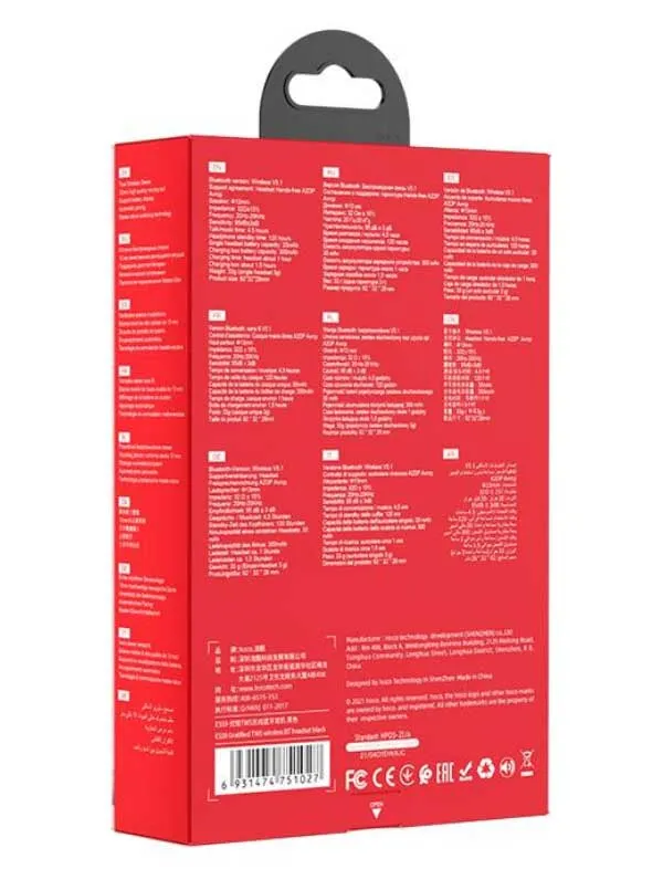 Наушники Hoco с микрофоном (TWS) ES59 Gratified, черный (51027) - фото 5