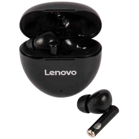 Наушники Lenovo HT06 с микрофоном (TWS), черные (QXD1B07911) - фото 1