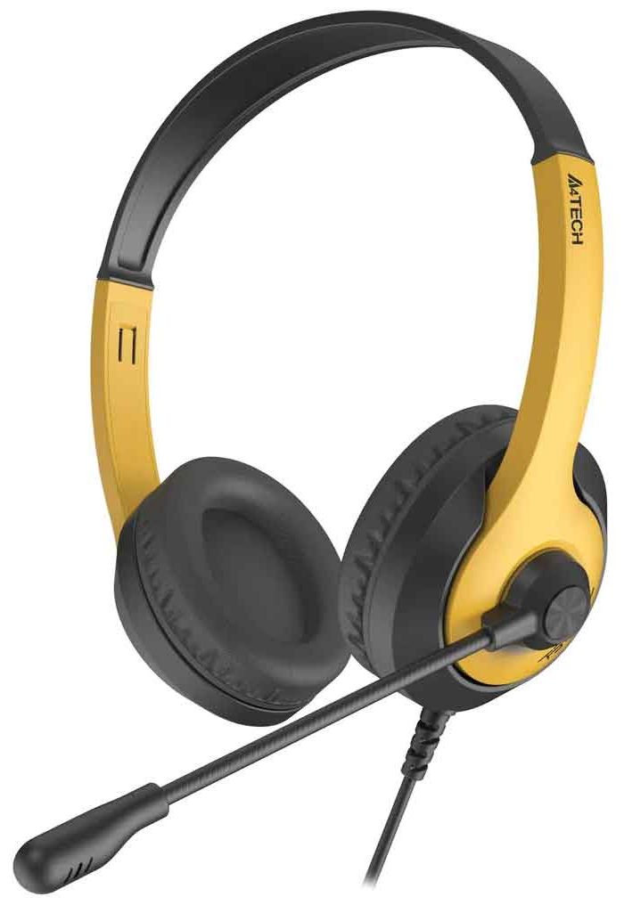 Наушники A4Tech Fstyler FH100U желтый/черный наушники с микрофоном a4tech fstyler fh100u белый черный 2м накладные usb оголовье fh100u