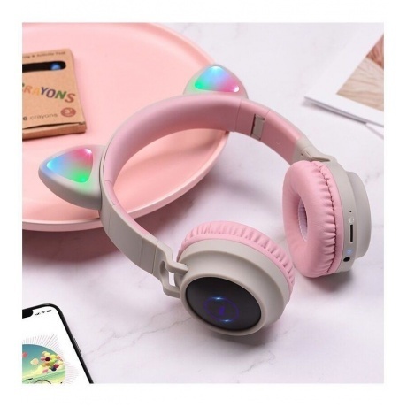 Наушники Hoco W27 Cat Ear, полноразмерные, серые (18457) - фото 4