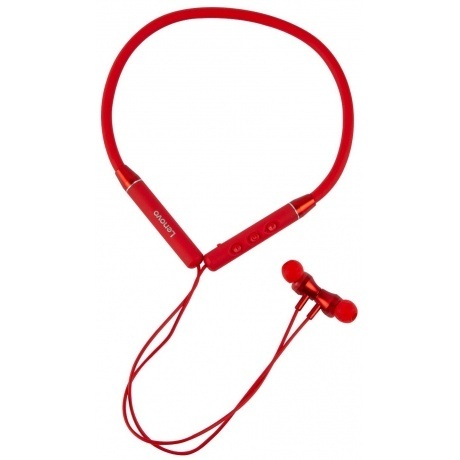 Наушники Lenovo QE03 с микрофоном (с ободом), красные (PTM7C02774) - фото 1