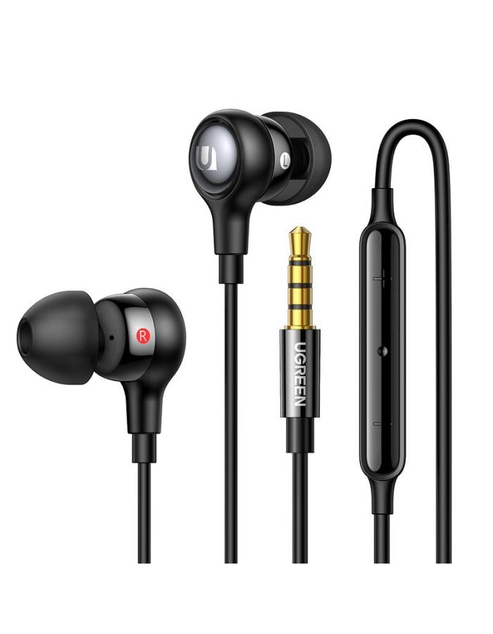 цена Наушники проводные UGREEN EP103 (30637) In-Ear Earphones with 3.5mm Plug . черный