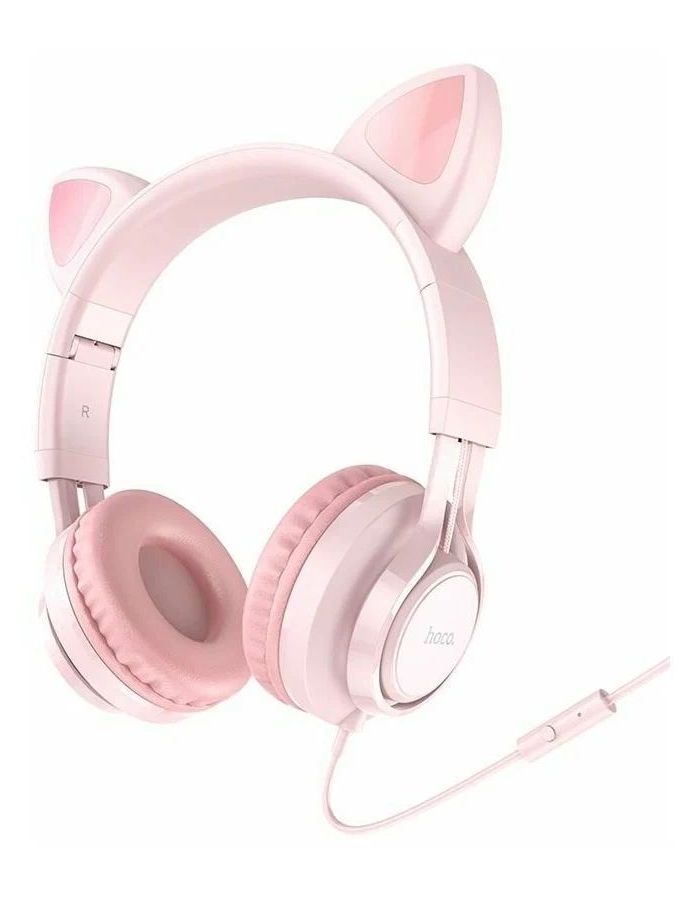 Наушники Hoco W36 Cat Pink 6931474770394 наушники полноразмерные hoco w36 cat ear headphones with mic темно синий