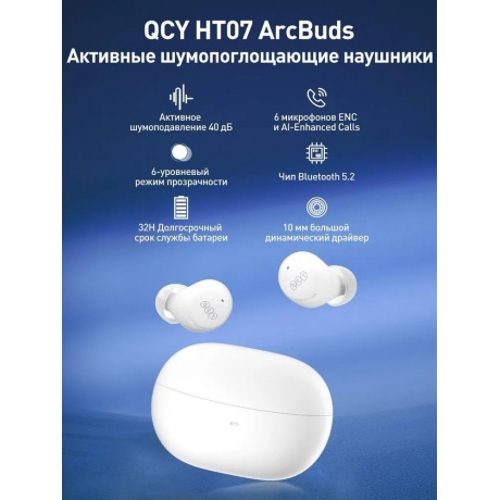 Беспроводные наушники QCY Arc Buds (HT07) White (BH22HT07A) - фото 6