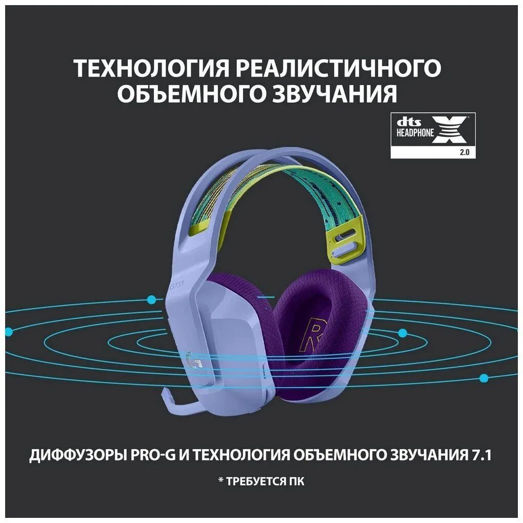 Наушники Logitech G733 Lightspeed Gaming Headset Lilac (981-000890) - фото 18