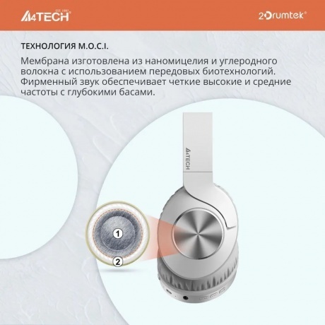 Наушники A4Tech 2Drumtek BH300 White-Grey - фото 20