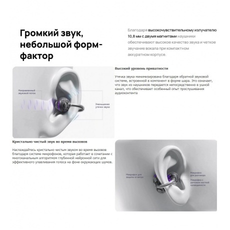 Наушники Huawei FreeClip Dove T0017 Purple 55037246 - фото 20