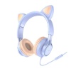 Наушники Hoco W36 Cat Ear, полноразмерные, голубые (70417)