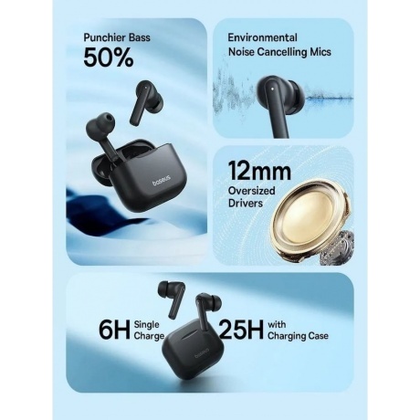 Наушники Baseus Bowie E17 Cluster Black (A00072200113-Z1) - фото 6