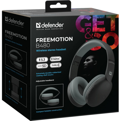 Нaушники Defender FreeMotion B480 черные (63480) - фото 4