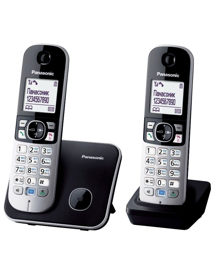 Радиотелефон Panasonic KX-TG6812RUB черный радиотелефон panasonic kx tg6812rub доп трубка память на 120 номеров аон повтор спикерфон полифония черный