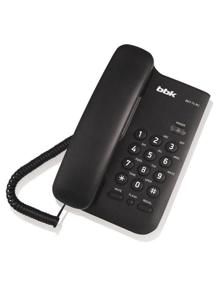 Телефон проводной BBK BKT-74 RU черный телефон bbk bkt 105 ru белый
