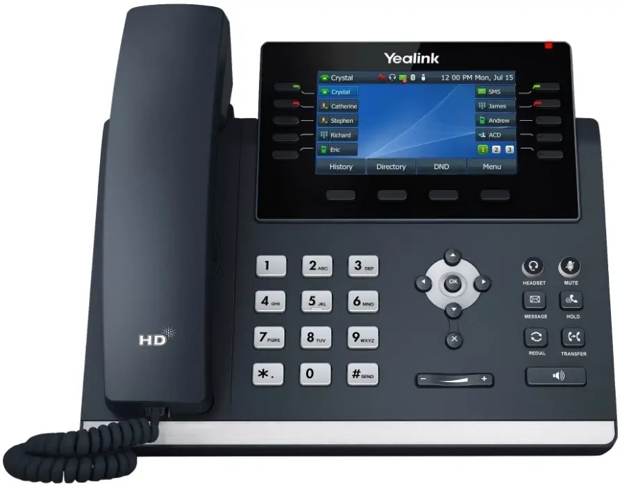 Телефон Yealink SIP-T46U SIP-телефон, 16 аккаунтов, цветной экран, 2 порта USB, BLF, PoE, GigE без БП