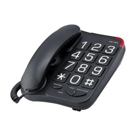Телефон проводной teXet TX-201 черный - фото 1