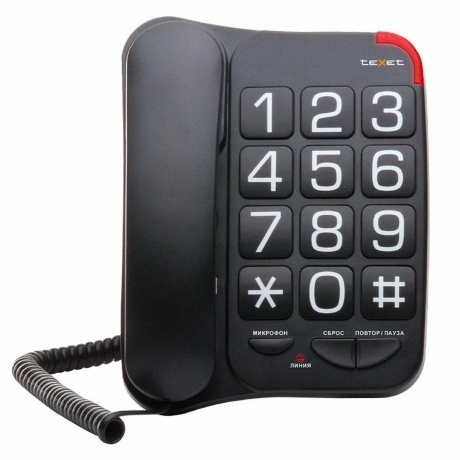 Телефон проводной teXet TX-201 черный - фото 2