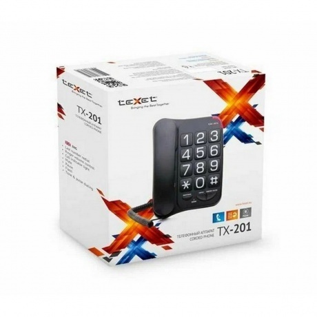 Телефон проводной teXet TX-201 черный - фото 3