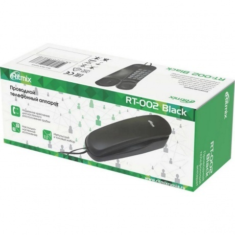 Телефон проводной Ritmix RT-002 черный - фото 4
