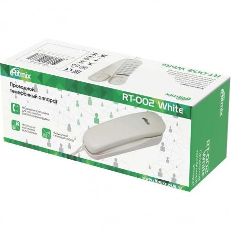 Телефон проводной Ritmix RT-002 белый - фото 12