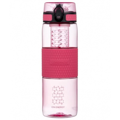 Бутылка для воды с нескользящей вставкой, колбой,сеточкой  UZSPACE   тритан, 5061, Розовый, 700 мл - фото 1
