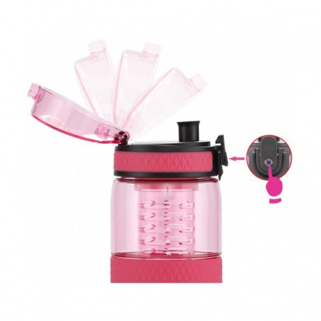 Бутылка для воды с нескользящей вставкой, колбой,сеточкой  UZSPACE   тритан, 5061, Розовый, 700 мл - фото 7