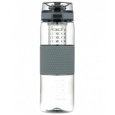 Бутылка для воды с нескользящей вставкой, колбой,сеточкой  UZSPACE   тритан, 5061, Серый, 700 мл - фото 2