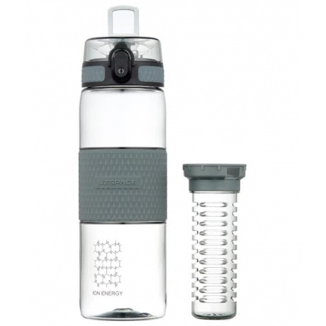 Бутылка для воды с нескользящей вставкой, колбой,сеточкой  UZSPACE   тритан, 5061, Серый, 700 мл - фото 3