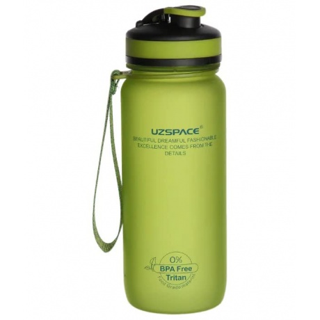 Бутылка для воды с сеточкой и мерной шкалой UZSPACE  тритан, 3030, Зеленый, 650 мл - фото 1