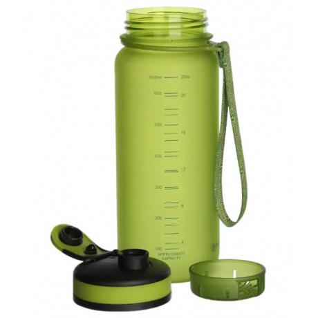 Бутылка для воды с сеточкой и мерной шкалой UZSPACE  тритан, 3030, Зеленый, 650 мл - фото 2