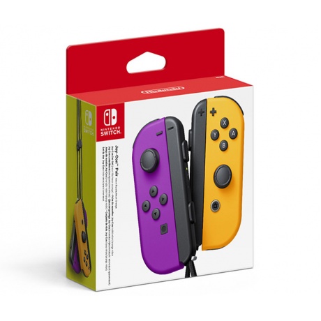 Два контроллера Joy-Con для Nintendo Switch (неоново фиолетовый/неоново оранжевый) - фото 1