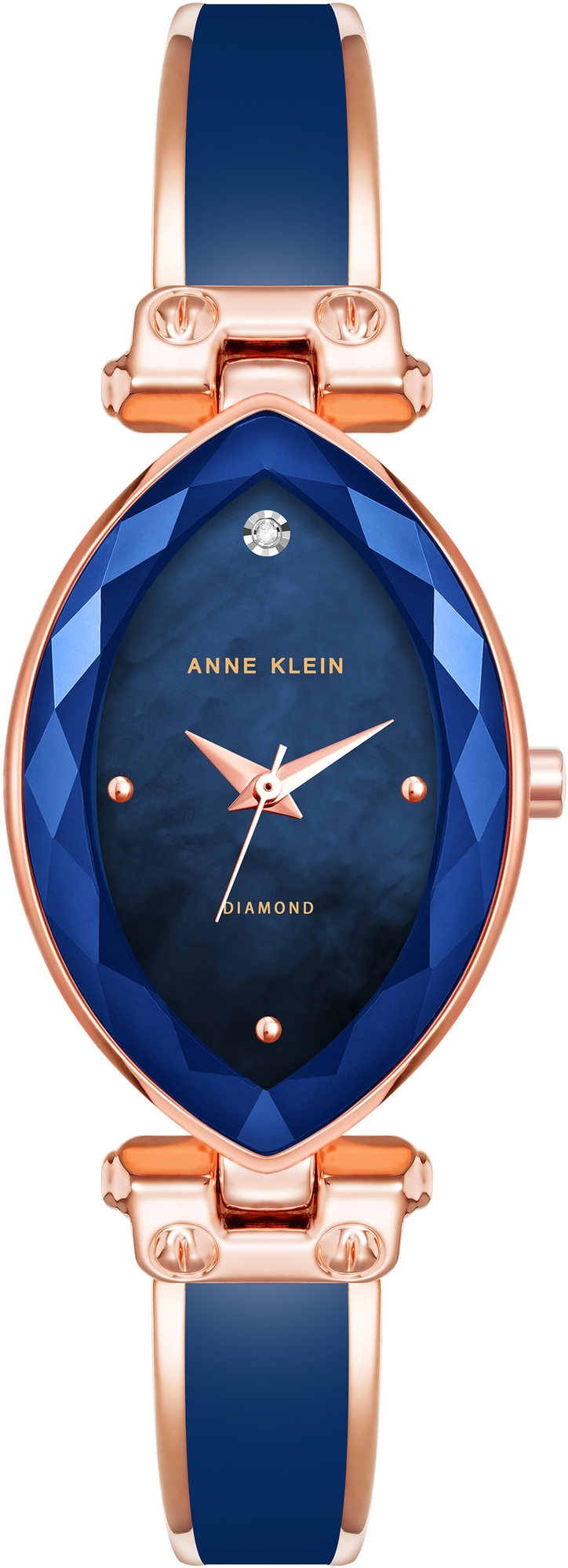 Наручные часы Anne Klein 4018NVRG hand around стальное граненое кольцо