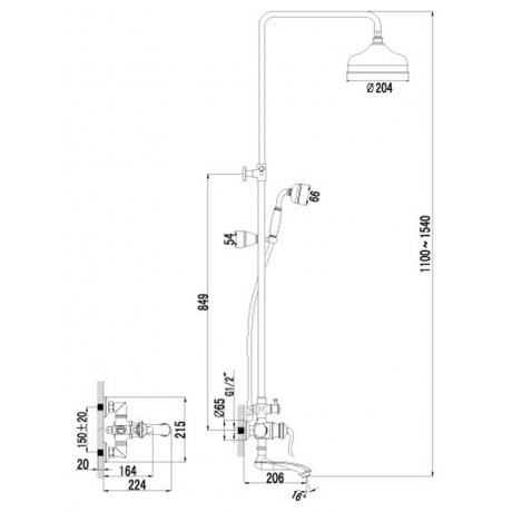 Душевая система для ванны Lemark Brava LM4762G - фото 3