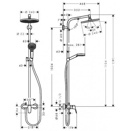 Душевая система Hansgrohe Crometta E Showerpipe 240 27269000 - фото 2