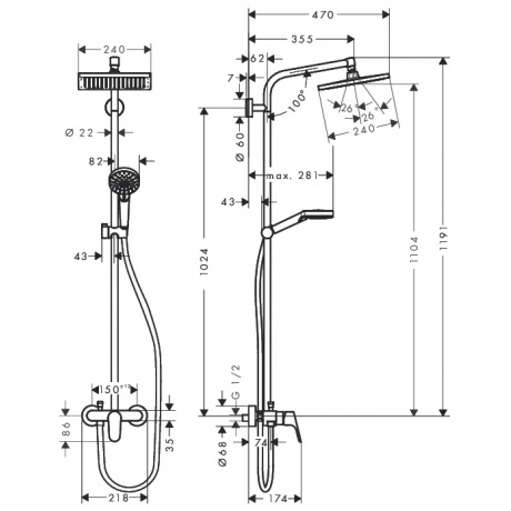 Душевая система Hansgrohe Crometta E Showerpipe 240 27284000 - фото 2