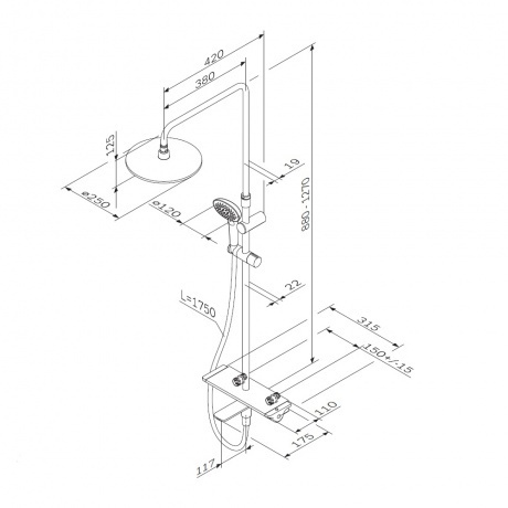 Душевая система AM.PM Spirit 2.0 F0770A500 хром - фото 2