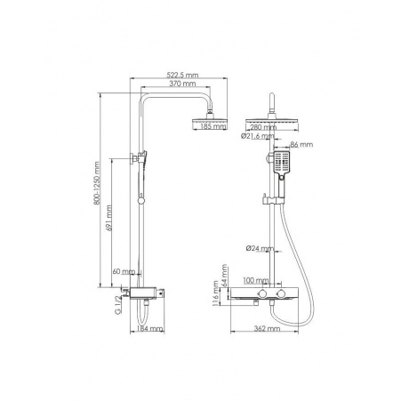 Душевая система с термостатом WasserKRAFT A11301 Thermo 9062794 - фото 7