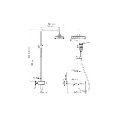 Душевая система с термостатом WasserKRAFT A11401 Thermo 9062849 - фото 2