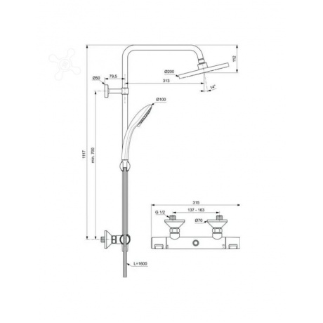 Душевая система Ideal Standard Ceratherm T25 A7208AA - фото 3
