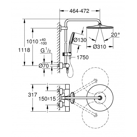 Душевая система Grohe Rainshower 26647LS0 - фото 2