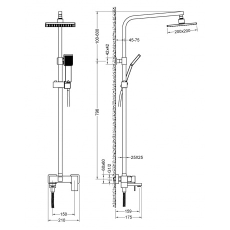 Душевая система Timo Selene черный (SX-2013/03) - фото 2